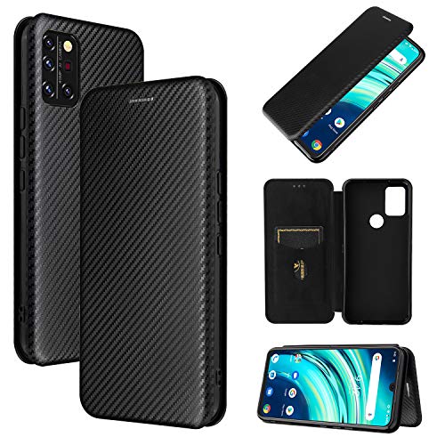 Pelanty UMIDIGI A9 Pro ケース 手帳型 炭素繊維調 Umidigi a9 pro 携帯カバー UMIDIGI A9Pro 背面ケース 軽量 薄型 財布型 カード収納 UMIDIGI A9 Pro スマホケース マグネット ストラップ付き 耐衝撃 全面保護-ブラック