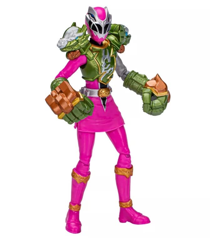 Power Rangers Dino Fury Smash Armor Pink Ranger 6-Inch Action Figure Toy Inspired by TV Show with Weapon Accessories for Ages 4 and Up