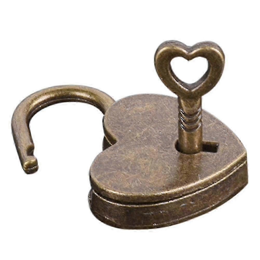 Joyhappst Image Color Tib Mini Retro Alloy Heart Shape Lock Padlock Small Luggage Box Lock With Keys Zinc Alloy Suitcase L