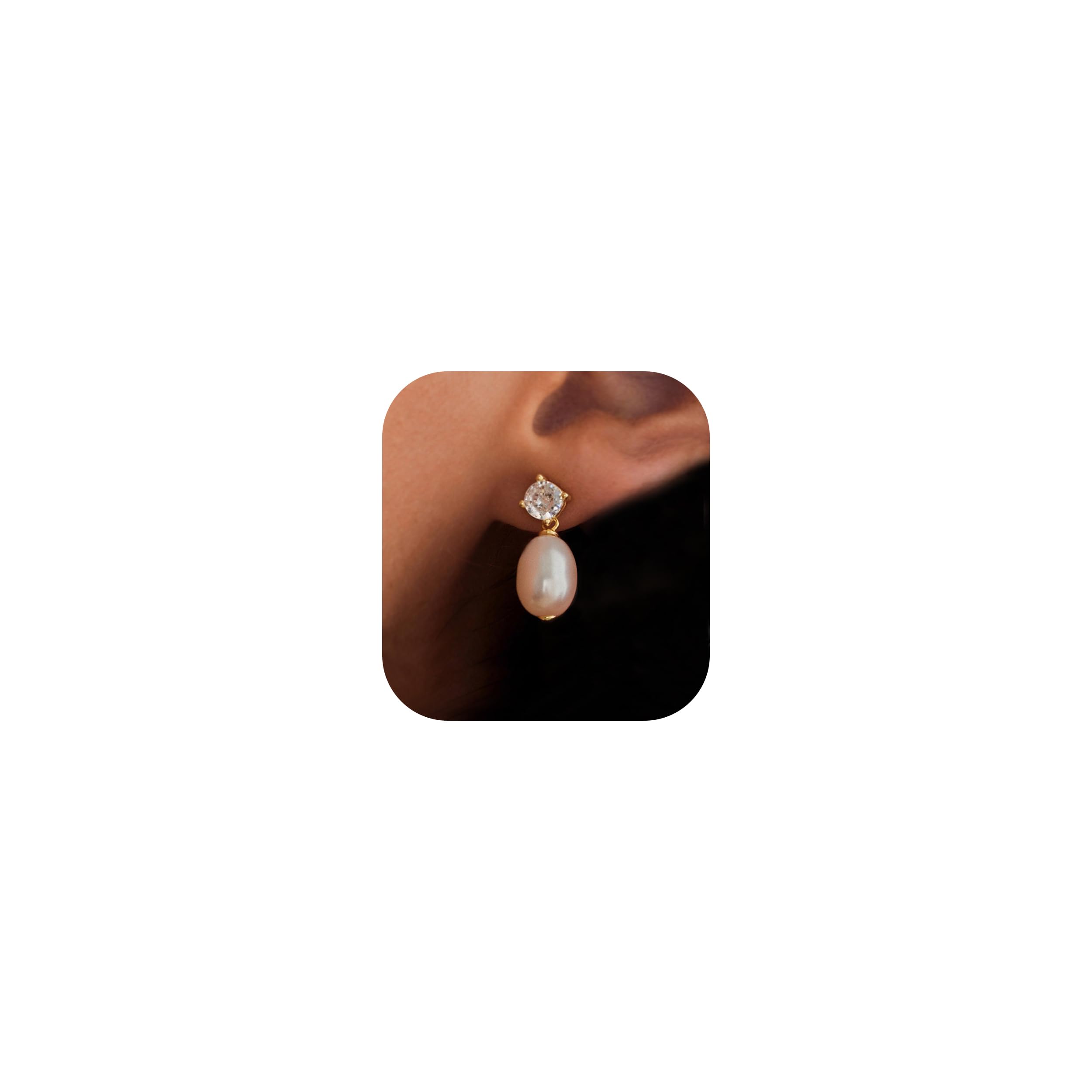 Perlen Ohrringe – 14K Vergoldete Hängende Ohrringe mit Zirkonia Akzenten, Elegante Perlen Ohrhänger für Braut Brautschmuck, Hypoallergene Luxuriöse Hängeohrringe für Hochzeit Verlobung