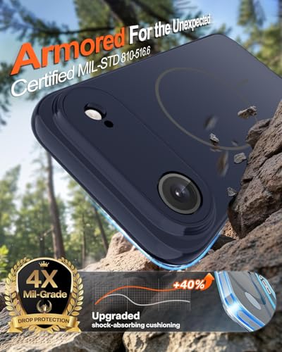 Image of Magnetic for iPhone Air Case,Shockproof Matte Cover,Deep Blue | with Screen Protector,Compatible with MagSafe,Military Grade Drop Protection,Full Camera Protection,Non-Slip Design Case