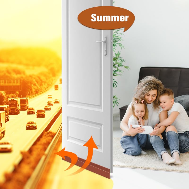 YOUSHARES 2 pakketten van tochtsluiting voor onderkant van de deur, weer strippen deur tocht Excluder zelfklevende deur tocht sweep afdichting voor geluiddicht (bruin) - Image 8