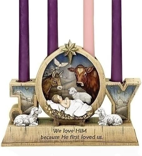Joseph's Studio by Roman, Christmas Advent Collection, 7" H Advent Babe Candle Holder, Home Décor, Devout Gift, Prayerful Inspiration (3x9x7)
