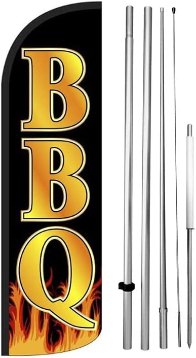 Amazon.com: 4 Less Co BBQ Windless Swooper Flag Feather Banner Barbecue ...