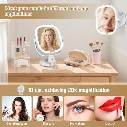 Espejo para maquillaje rectangular con luz y aumento 30X miniatura 2
