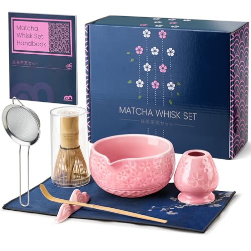 7Pcs Matcha Whisk Set, Matcha Set Whisk and Bowl,Bamboo Scoop, Scoop Rest, Sifter and Tea Towel,...