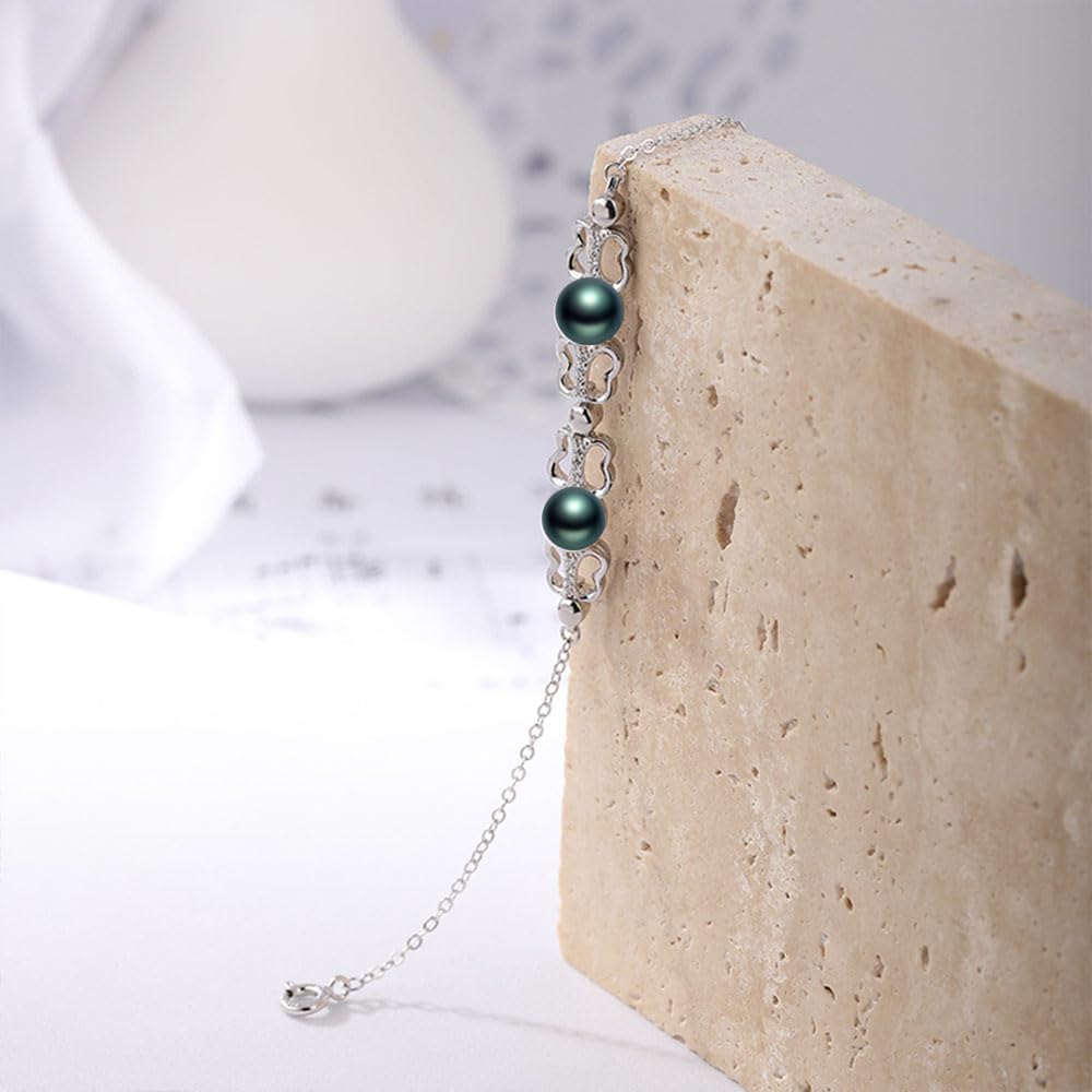 NONNYL Gifts for Wife Anniversary Bracelet for Women- Tahitian Black Pearl Bracelet Real AAA Quality Handpicked Nature Pearls - Gifts for Mom Girlfriend Her NO113591