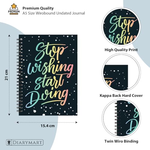 Image of Stop Wishing Start Doing Printed Cover A5 Size Wiro Hard Bound Notebook Diary For Girls and Women | 200 Ruled Pages | 80 GSM Paper | Undated Journal Diary