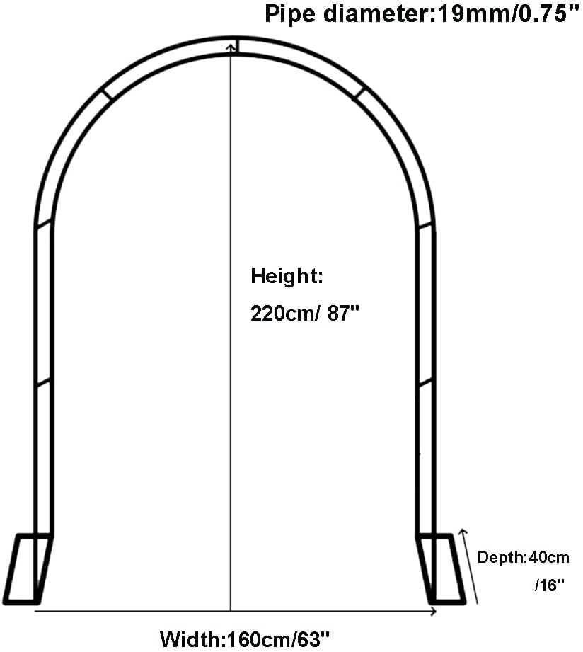Metal Garden Arbor Arch for Outdoor Wedding Ceremony, Climbing Plants & Balloon Trellis, Pergola for Grapevine & Clematis, 55"/63"/71" Width in Black, White, Green.