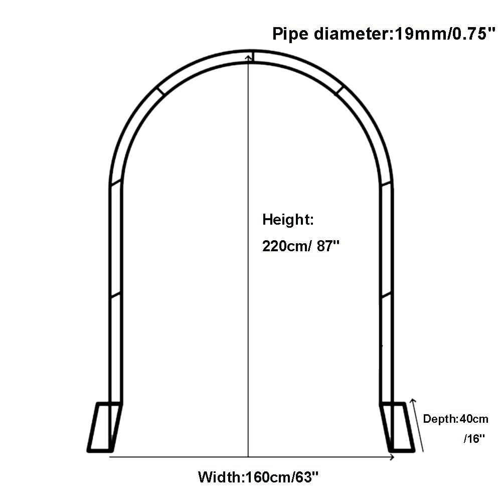 Treillis d'arche de jardin pour plantes grimpantes – Élégante décoration de mariage noir/blanc/vert, réglable, 120–300 cm, L160 x H220 x P60 cm, parfait pour les événements en plein air et