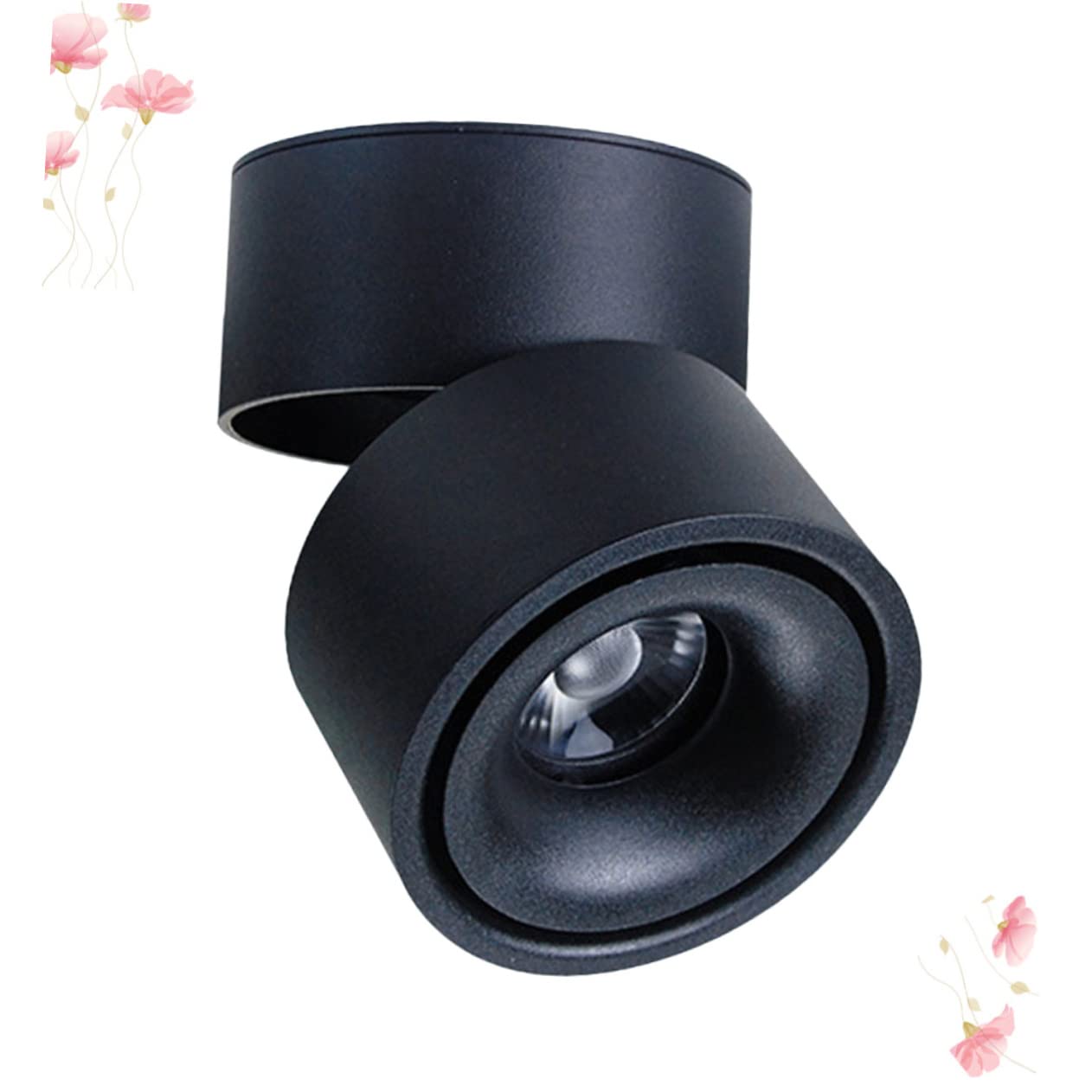 WOONEKY 7W Portable Adjustable Ceiling Downlight Warm Durable Round Spotlight for Home Lighting Easy Installation for Ceiling Wall Use Modern Black Finish