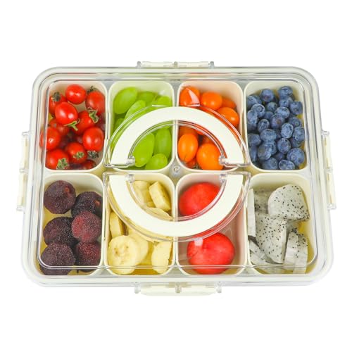 Snackbox Mit 8 Fächern & Deckel - Mit 6 Gabeln Für Obst, Nüsse & Süßigkeiten