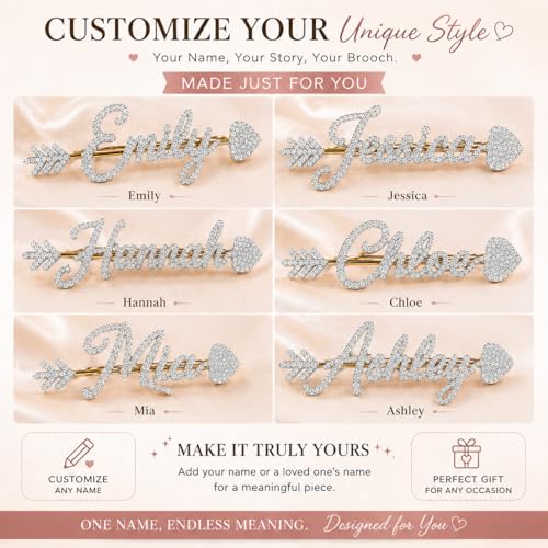 Image of Custom Name Lapel Pin Personalized Script Brooch for Women Men, Customizable Name Badge Elegant Cursive Letter Pin, Minimalist Jewelry Gift for Wedding Birthday Anniversary