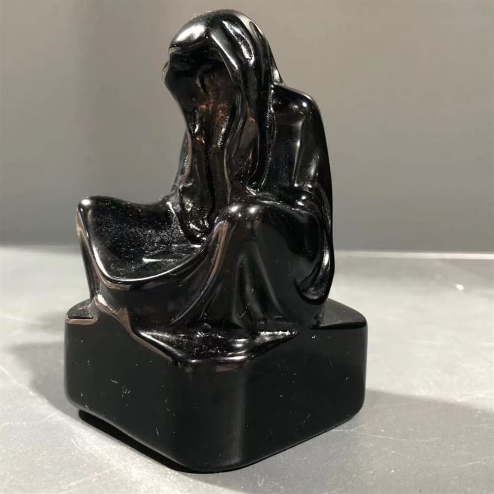 lleno de textura Decoración de cristal 290-330g WizardStatue Piedra natural Figura tallada a mano Adorno de habitación Estatuilla de cristal Reiki Piedra preciosa Decoración de la oficina en el hogar
