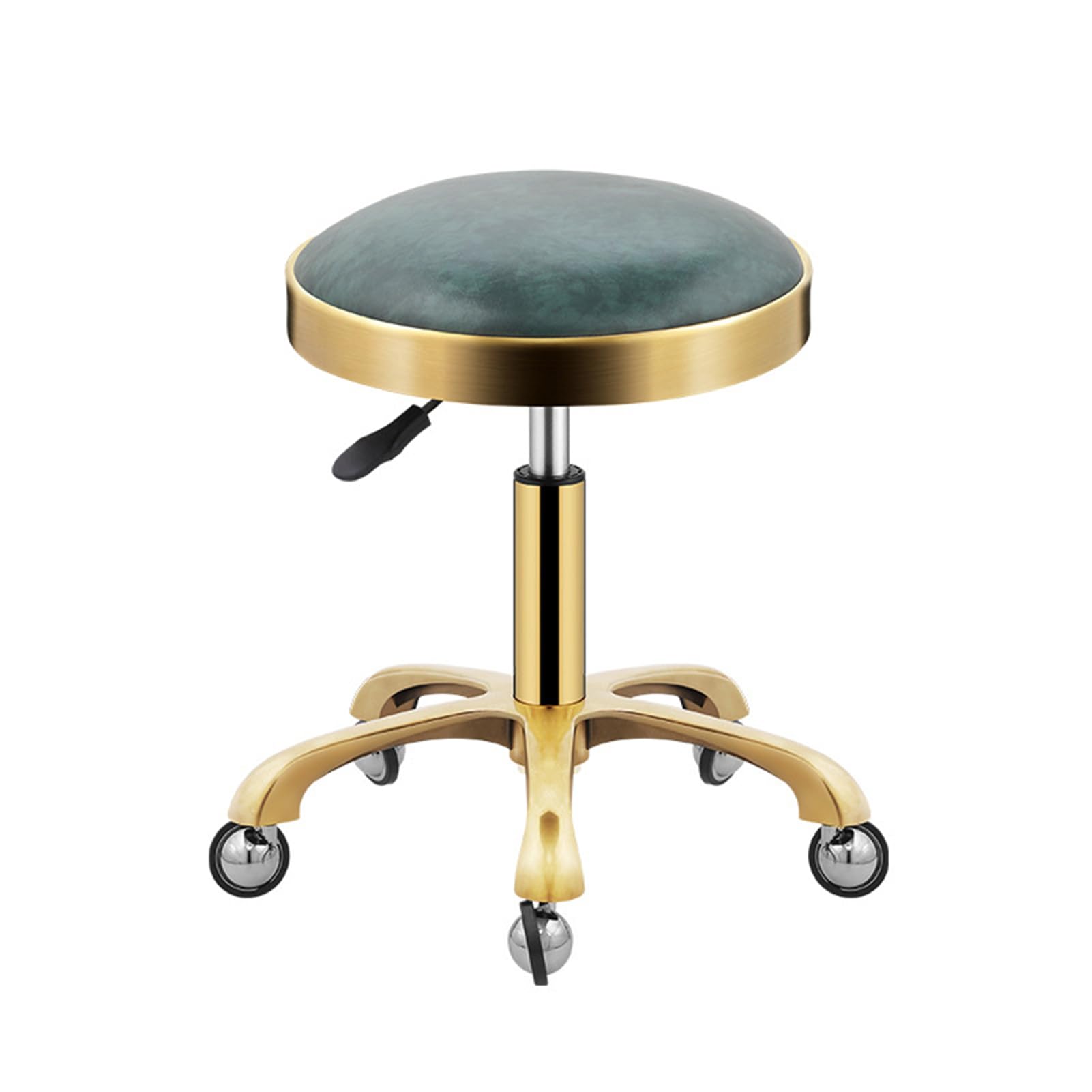 Sgabello girevole resistente, regolabile in altezza, con piedini in metallo e ruote scorrevoli, per negozio, chitarra, laboratorio, tatuaggi, banco di lavoro medico