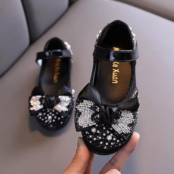 Elegant Girls Mary Jane Ballerina Flats Glitter Princess Dress Shoes3