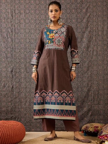 Image of INDO ERA Women Pure Cotton Kurta Set with Dupatta | Festive Suit Set, 10408