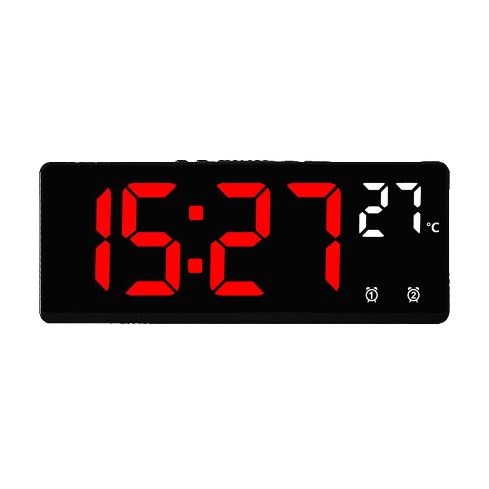 F Fityle Reloj Despertador Digital 12/24H LED Reloj electrónico Brillo Ajustable para Oficina Dormitorio Escritorio Niños, número Rojo