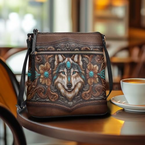 Image of Leather Women Crossbody Hobo Bag Satchel Purse Handbag with Adjustable Shoulder Strap and Zipper Pockets