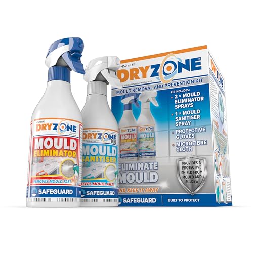 Dryzone Mould Remover and Prevention Kit (3 x 450ml spray) The definitive long-term solution to Mould. Dual-Action Mould Remover & Sanitiser Spray.