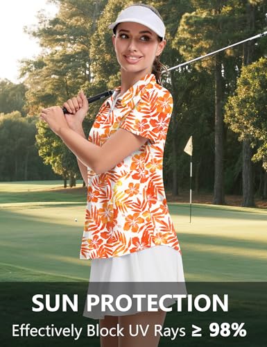 Image of LOMON Womens Golf Polo Shirts Summer Short Sleeve 1 /4 Zip Tops Moisture Wicking Casual Tennis Activewear with Pockets