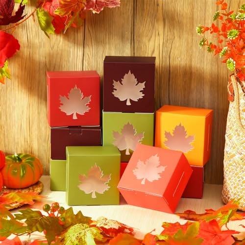 Dispowreath-24-Pcs-Thanksgiving-Treat-Boxes-Fall-Cardboard-Box-with-Maple-Leaf-Shape-Window-Autumn-Bakery-Box-Thanksgiving-Paper-Gift-Container-for-Cookie-Goodie-Candy-Party-Favors Dispowreath 24 Pcs Thanksgiving Treat Boxes Fall Cardboard Box with Maple Leaf Shape Window Autumn Bakery Box Thanksgiving Paper Gift Container for Cookie Goodie Candy Party Favors