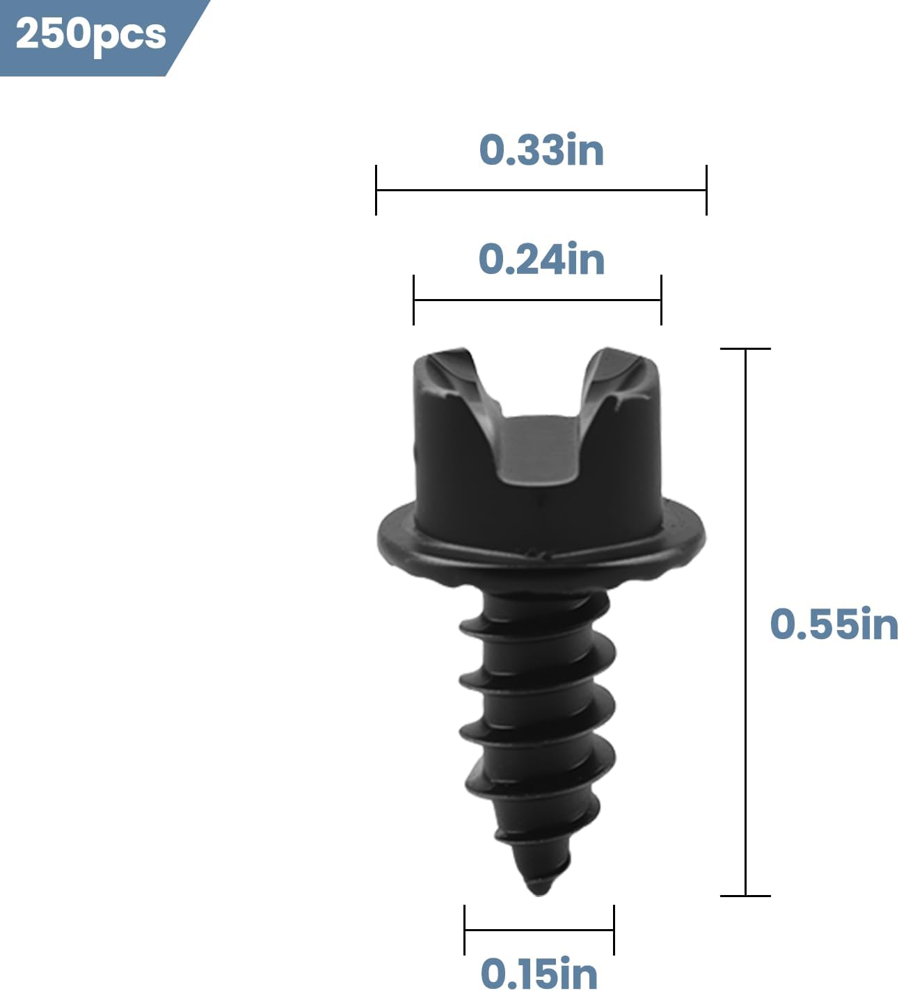 3/8" 250 Pack (#8)- Winter Ice & Snow Tire Heavy Duty Studs Spikes for Motorcycles, Racing Dirt Bikes, ATVs and Snowmobiles Tracks