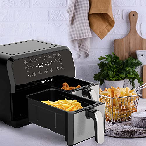 Frigidaire 8 Qt Dual Zone 2-Drawer Digital Air Fryer, Black/Stainless #TOP2