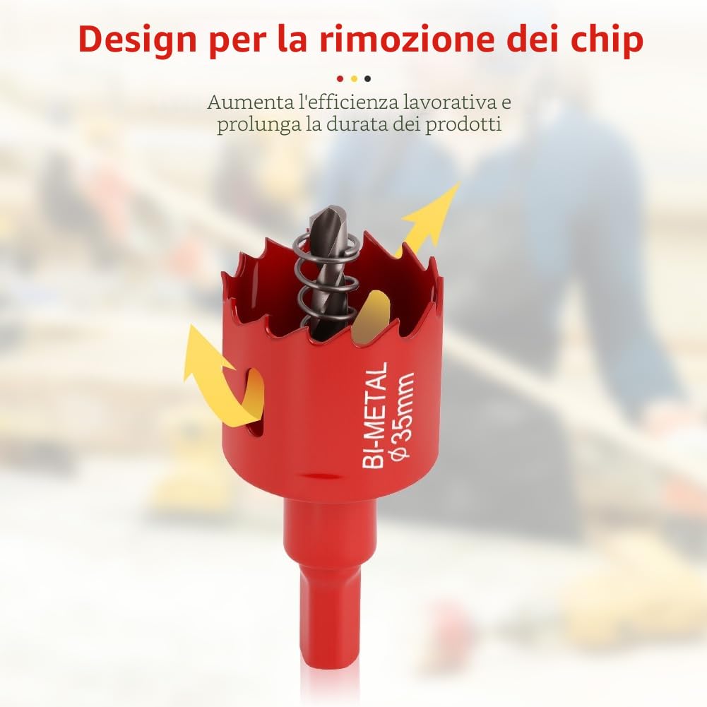Flintronic Seghe a Tazza Bimetallica, Kit 13 PZ Ø18-75mm, con Adattatore Esagonale e Punta di Centraggio, Per Forare Plastica, PVC, Legno, Fibra di Legno, Metallo Dolce