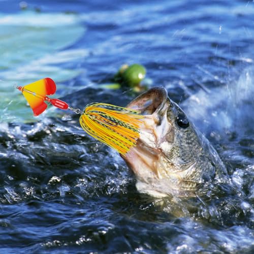 Image of Spinnerbait Fishing Lures Kit Set, 6pcs Bass Fishing Buzzbait Multicolor Bass Trout Salmon Metal Spinner Baits Swim Jigs Freshwater Saltwater Fishing