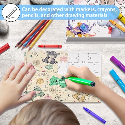 Huiguli Puzzle Selber Gestahlten, 8 Stück Puzzles mit Rahmen, 35 Teile Mini,Personalisiertes Puzzle für zum Malen(10 * 15cm)