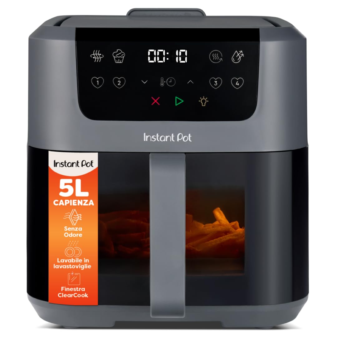 Instant Pot - Friggitrice ad aria calda Vortex Compact Truffle-Cestello da 5 l, formato famiglia, 4 in 1-Frigge ad aria calda,essicca,cuoce al forno,riscalda,rivestimento antiaderente,facile da pulire