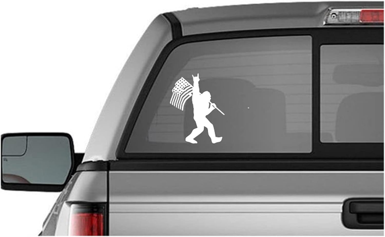 Custom Decal Car for Sasquatch Bigfoot Rock On Flag Funny for Car, Truck, Funny, Window, Motorcycle, Helmet, Bumper, Decal for Laptop, Phone, Home Decoration / 5 in x 4 in / White - Image 5
