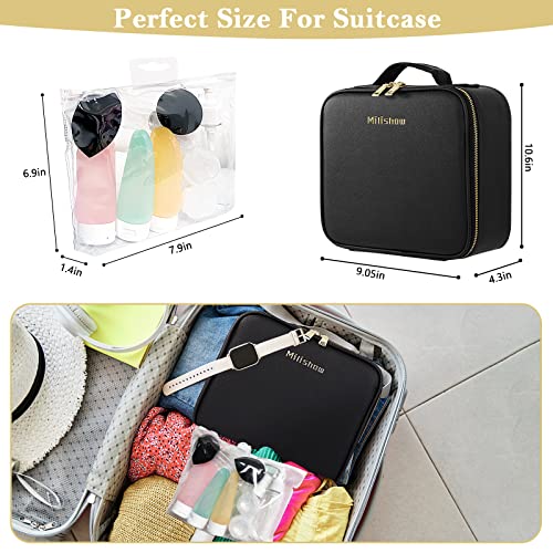 Milishow Makeup Bag With Mirror 3 Color Lighting Travel Makeup Train Case Cosmetic Organizer Portable Makeup Storage Bag With Makeup Brushes Storage Organizer - Black #TOP4