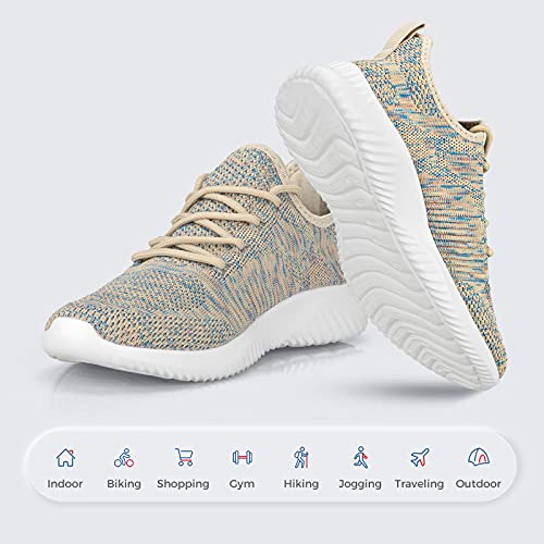 Image of Flysocks Slip On Sneakers for Women-Non Slip Gym Sports Shoes Lightweight Comfortable Walking Tennis Shoes, B- Mix Flesh, 6.5