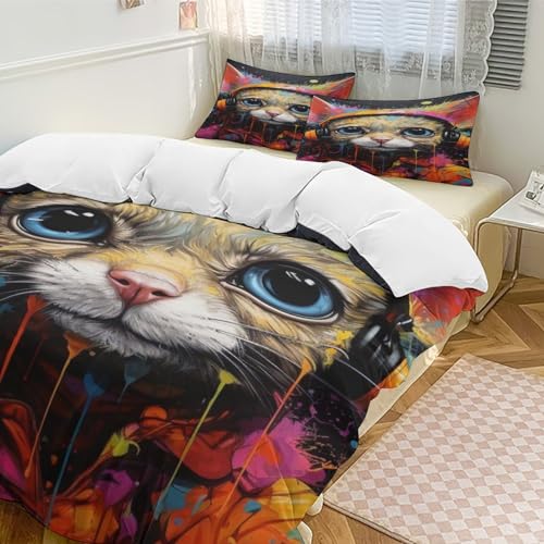 Housse de couette lémurien avec taies d'oreiller king size 220x240cm - 3