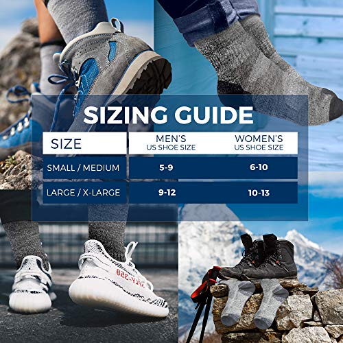 image for Pembrook Wool Sport Socks - L/XL (4-Pack Gray) - Soft, Warm, Thermal M