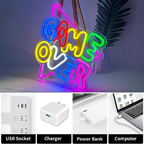 UExnkj-Y Game Over Neon Sign Game Zone Neon Light USB powered LED neon with switch, suitable for game room club, party - Image 4