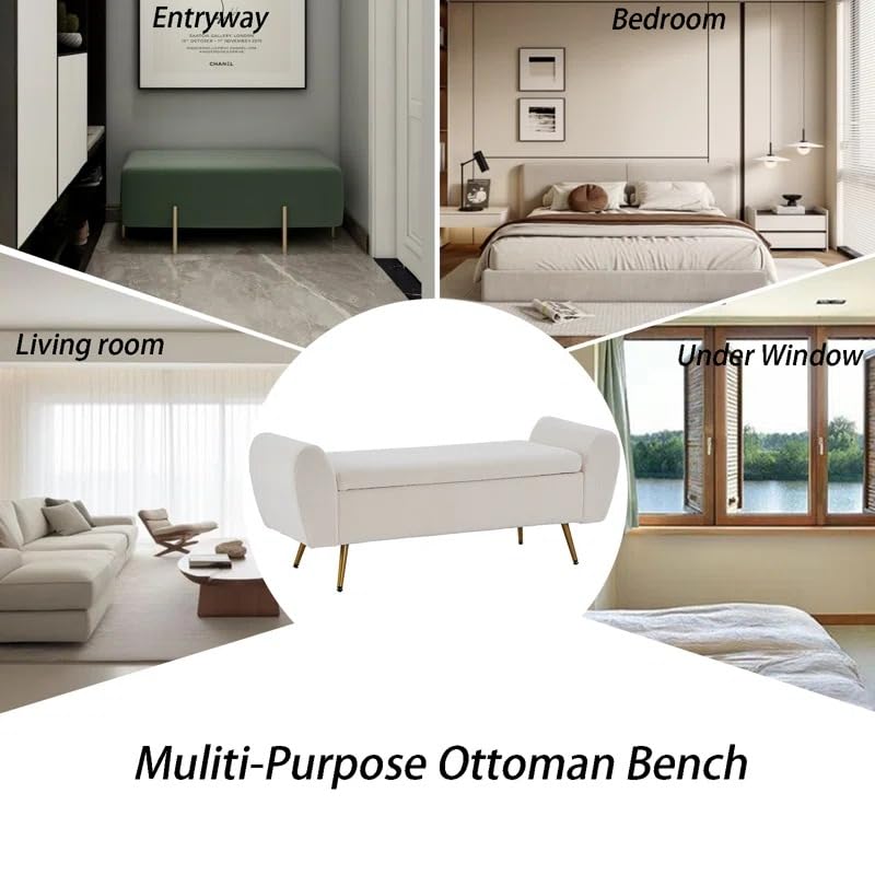 Shaneta Storage Bench with lid open, revealing storage space