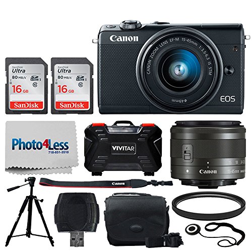 Canon EOS M100 Mirrorless Digital Camera (Black) + EF-M 15-45mm f/3.5-6.3 is STM