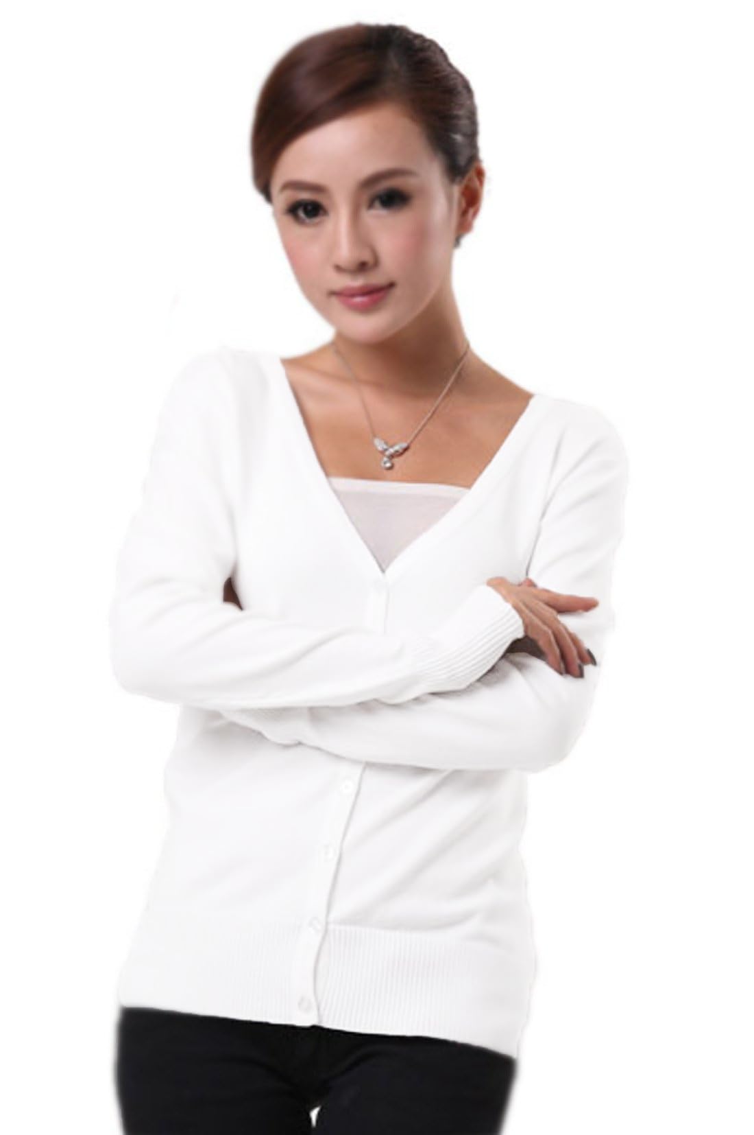 Mooncolour Women's White 24 Colors Knit Outwear Autumn Cardigan Sweater, Uk16