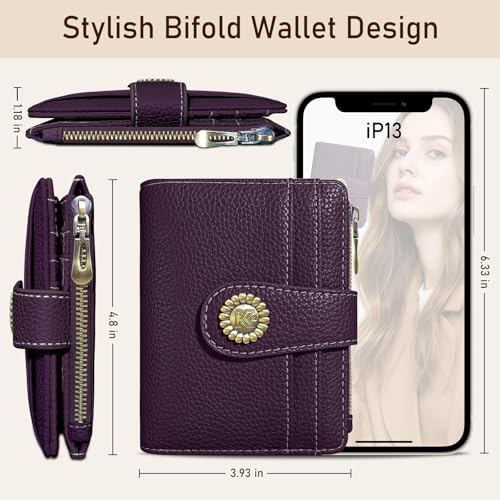Image of Kelvoris Small Rfid Women Wallet Bifold Zipper Coin Pocket | PU Leather Compact Cash Credit Card Holder Travel Purse for Female Ladies Teen Girls 1 ID Window 10 Card Slots
