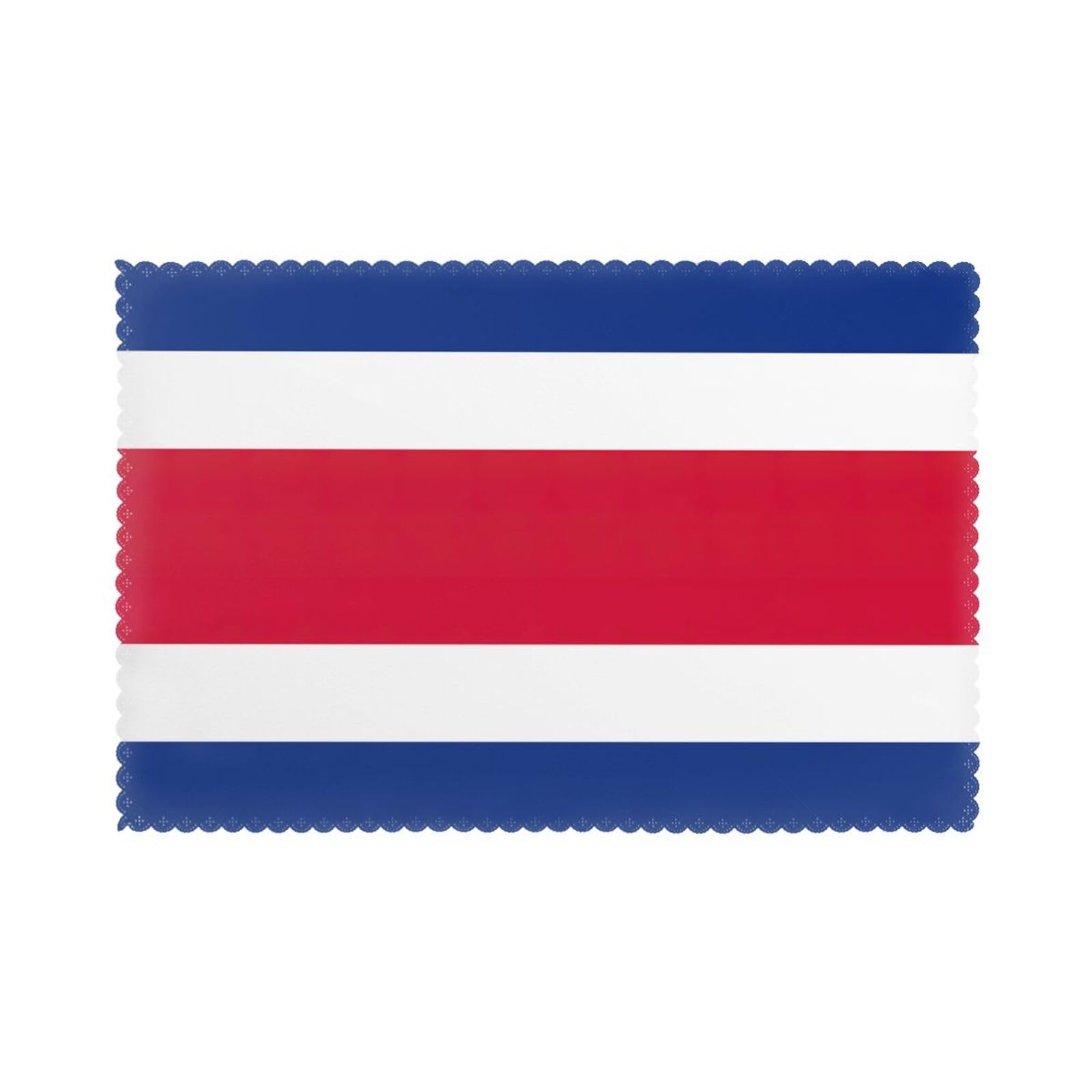 Flag of Costa Rica Print Placemats for Dining Table Set of 6 12x18 Inch Table Mats for Party Kitchen Dining.