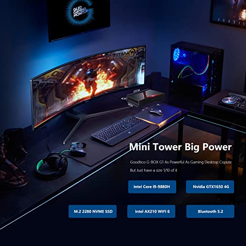 Goodtico G1 Mini Pc Core I9 9880H, 8Cores 16Threads 2.3Ghz(Up To 4.8Ghz),Nvidia Gtx1650 4G Graphics Gaming Desktop Computer,32G Ram 1Tb Nvme Ssd Wifi 6 Bt 5.2,Pre-Install Windows 11 Pro #TOP2