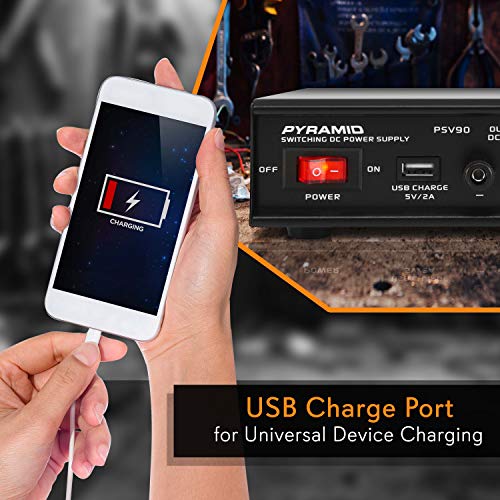 Pyramid Universal Compact Bench Power Supply - 9 Amp Regulated Home Lab Benchtop Ac-Dc Converter Power Supply For Cb Radio, Ham W/ 13.8 Volt Dc 115/230V Ac Switchable, Usb, Cigarette Lighter - Psv90 #TOP4