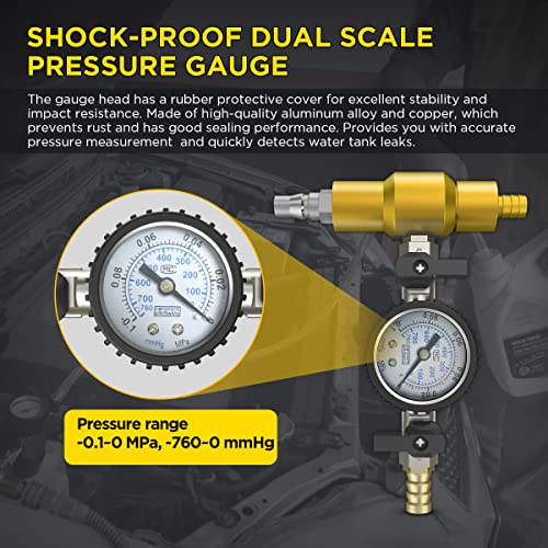 Coolant Vacuum Refill Kit High Negative Coolant Pressure Tester Fast Cooling System Vacuum Purge & Refill Kit Well-Sealed Vacuum Coolant Fill Kit With 3 Adapters, Inlet / Outlet Hose, 2 Air Connectors #TOP2