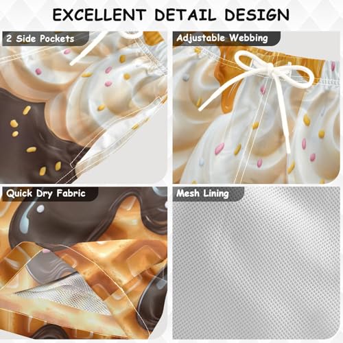 Pigsaly Boys' Swim Board Shorts Milk Black Yellow White Ice Cream Boy's Swim Trunks Kids Swimwear M3