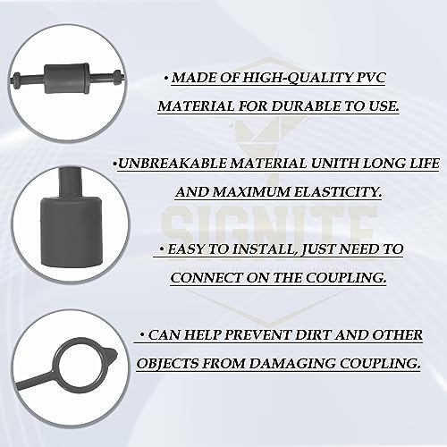 Image of 1 /4 ISO A Hydraulic Hose Caps and Plugs Air Coupler Cover Male Dust Cap & Female Plug Cover, Quick Disconnects Air Hose Cover Port Plug Fittings with Retention Ring Keeps Cap Attached to Hose (Black)