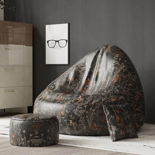 Image of BiggieBean Bag 6XL with Beans Filled - Full Printed Bean Bag Sofa with Cushion and Footrest - Official : Oreka Home Bean Bag - Comfort Level : Advanced - (Theme : Imaginary Journeys)