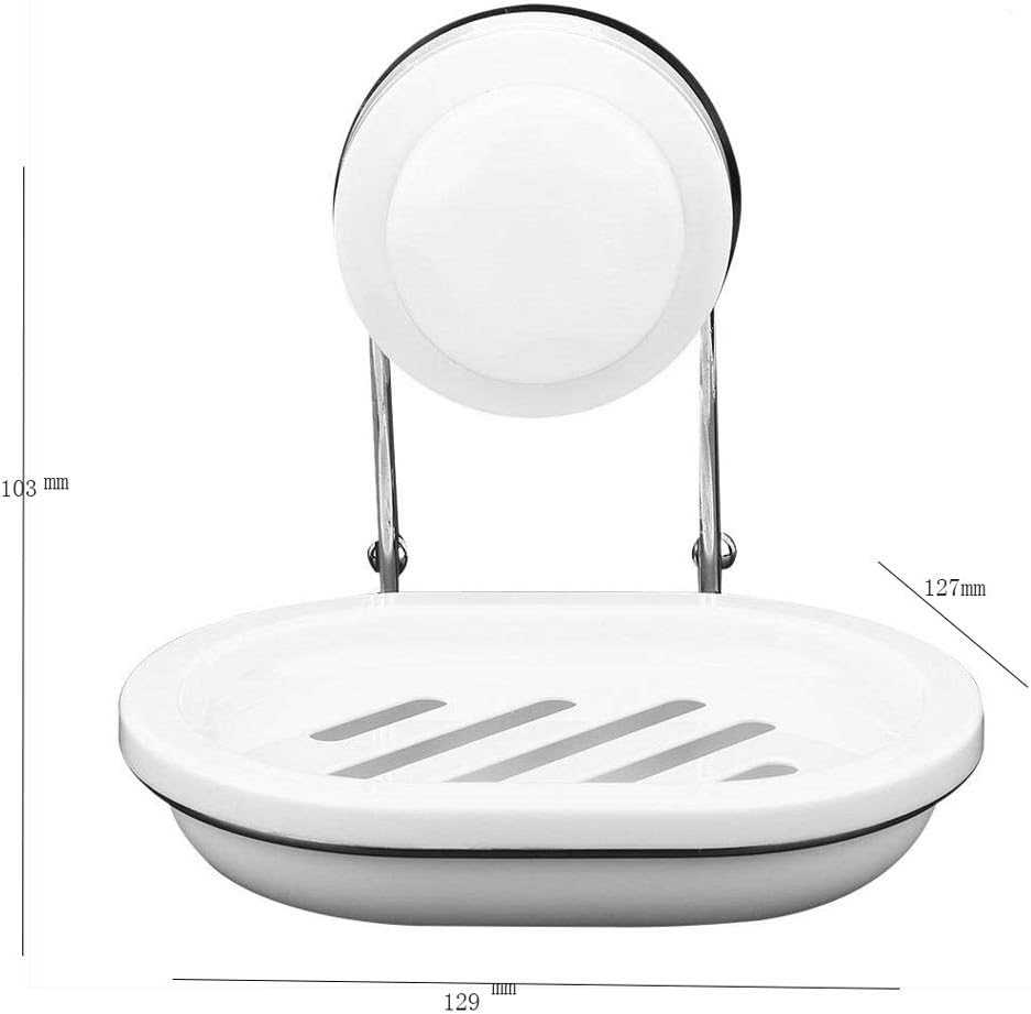 Wall-Mounted soap Box，Powerful Suction Cup Soap Holder for Shower, Wall Mounted Dish for Bathroom and Kitchen, Box with Draining Tray image 2